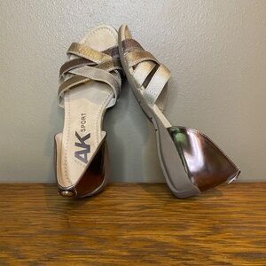 Anne Klein AK Sport Akkiera Sandal, Size 7.5M, Metallic Multi-Color, Like New